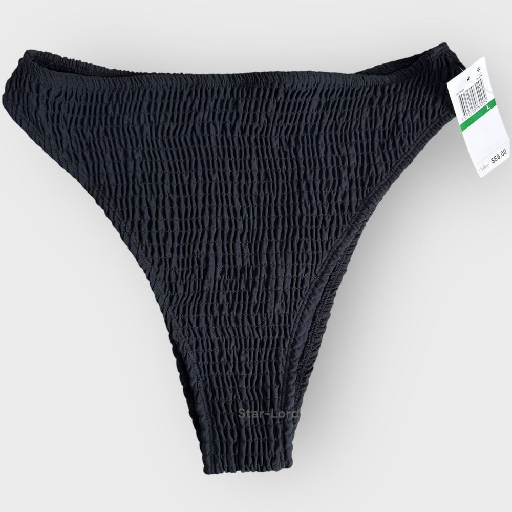 Charlie Holiday Isabella Bikini Bottom | Large | Black High Waisted Crepe